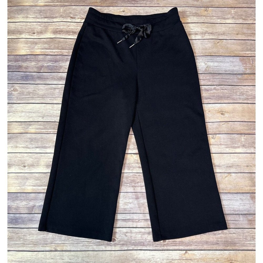 CALVIN KLEIN WOMEN'S Wide Leg Drawstring Cropped Pants Black S